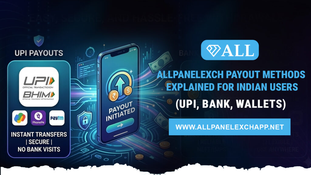 The complete guide for withdrawing funds through UPI or bank transfer as well as wallets with your AllPanelexch ID as well as your AllPanel777 account.